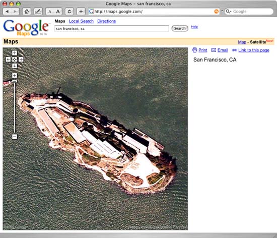 Google Map View of Alcatraz