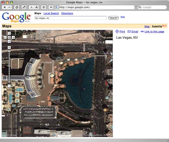 Google Map View of the Bellagio in Las Vegas