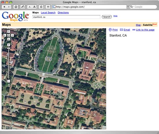 Google Map View of Stanford