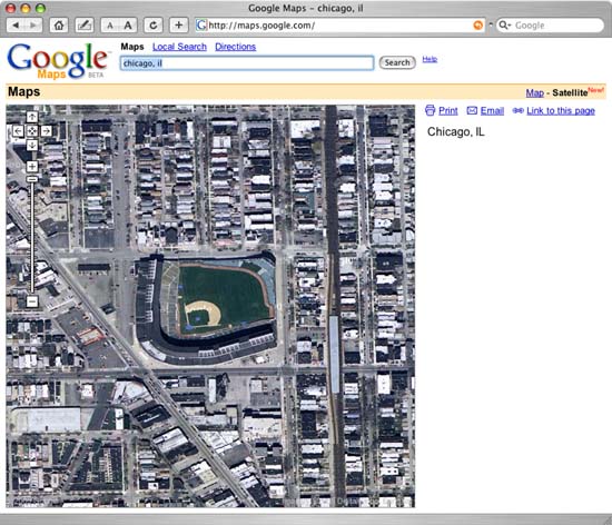 Google Map View of the Wrigley Field in Chicago