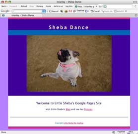 Sheba's Google Pages Web Site