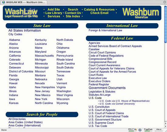 Washburn Law School Web Directory