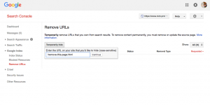 Google Search Console URL Removal Tool