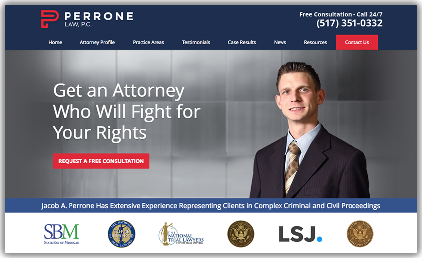 Blue is the safest choice of color for law firm websites