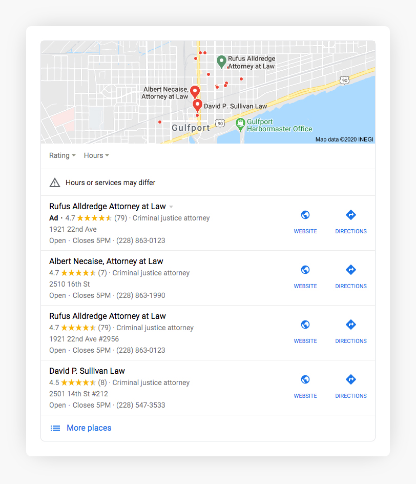 Google My Business Data in Local Pack Ads