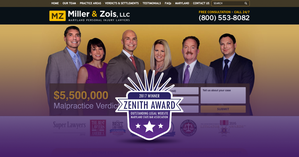 Justia Client Miller & Zois Wins Inaugural Maryland State Bar Website Award