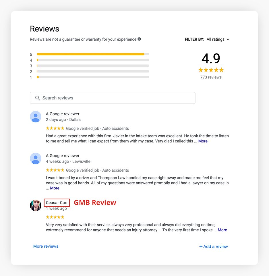 a Google My Business review example