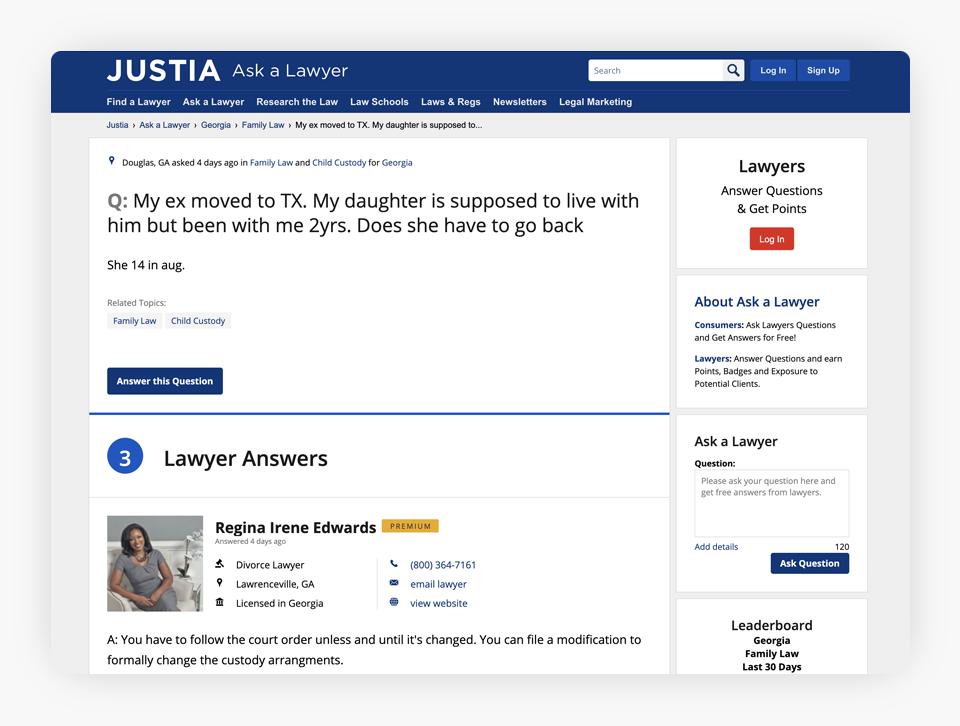 Justia - Ask a Lawyer