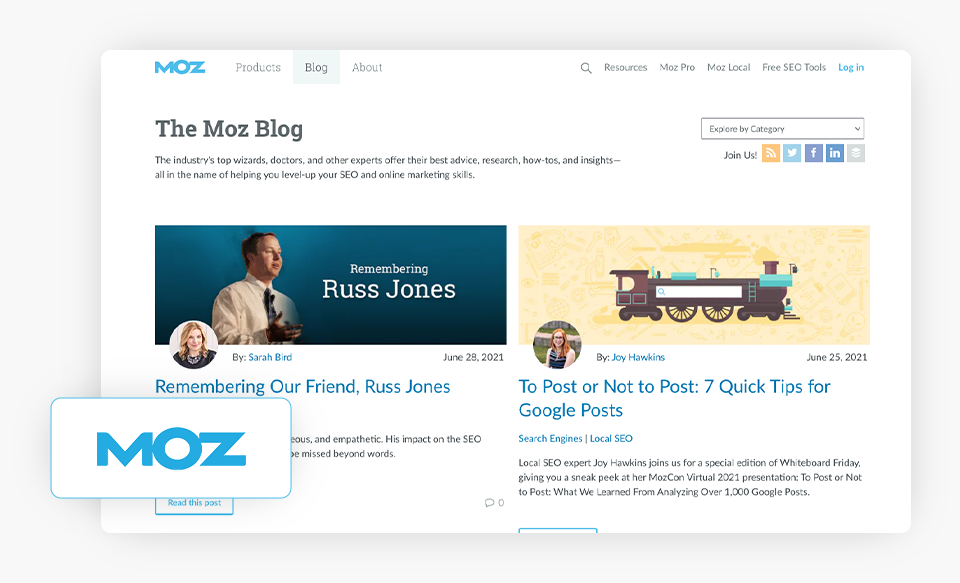 The MOZ Blog Homepage
