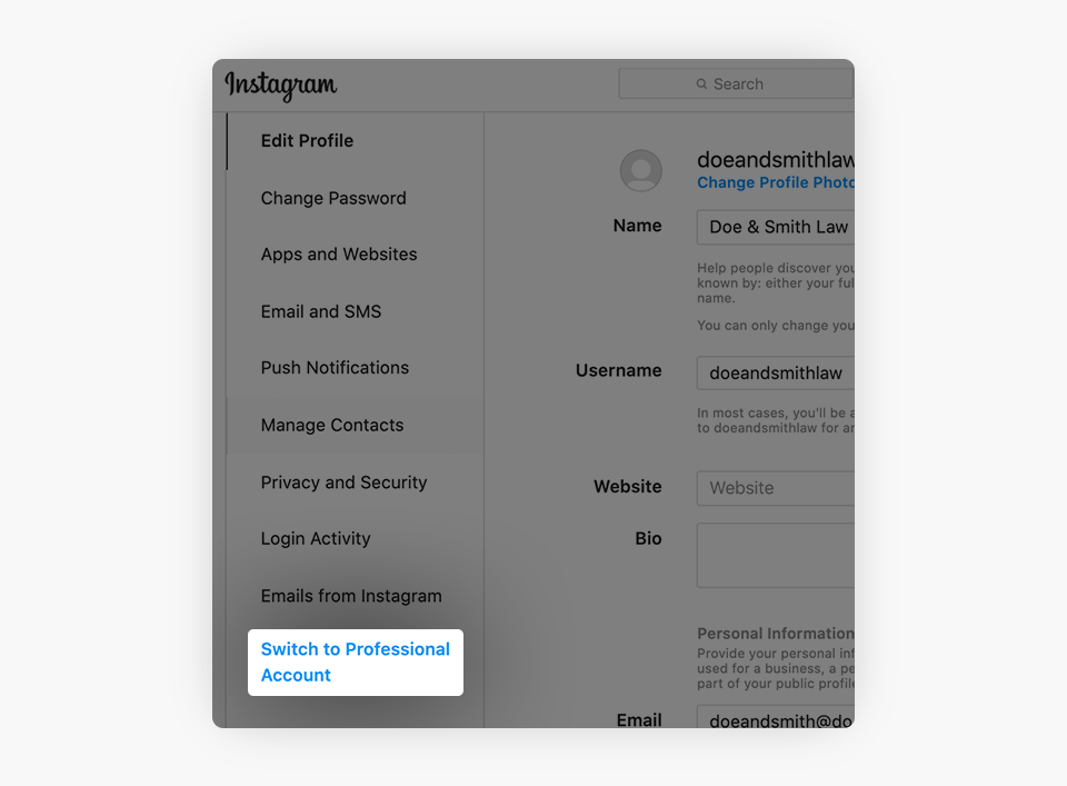 Instagram - Switch to Professional Account