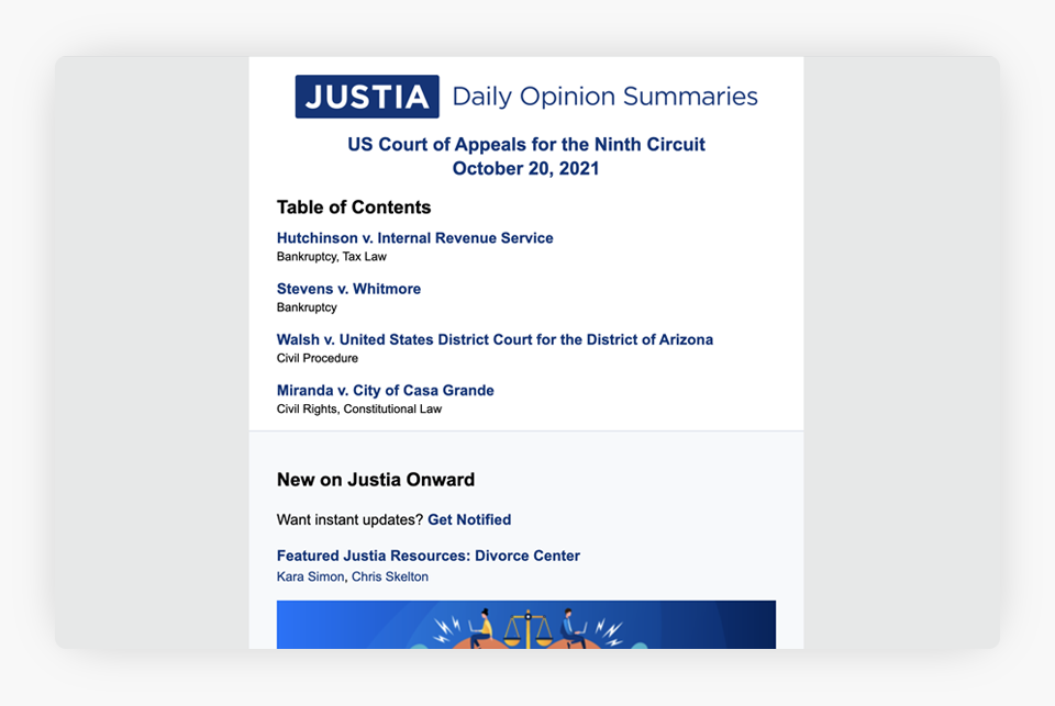 Justia - Daily Opinion Summaries