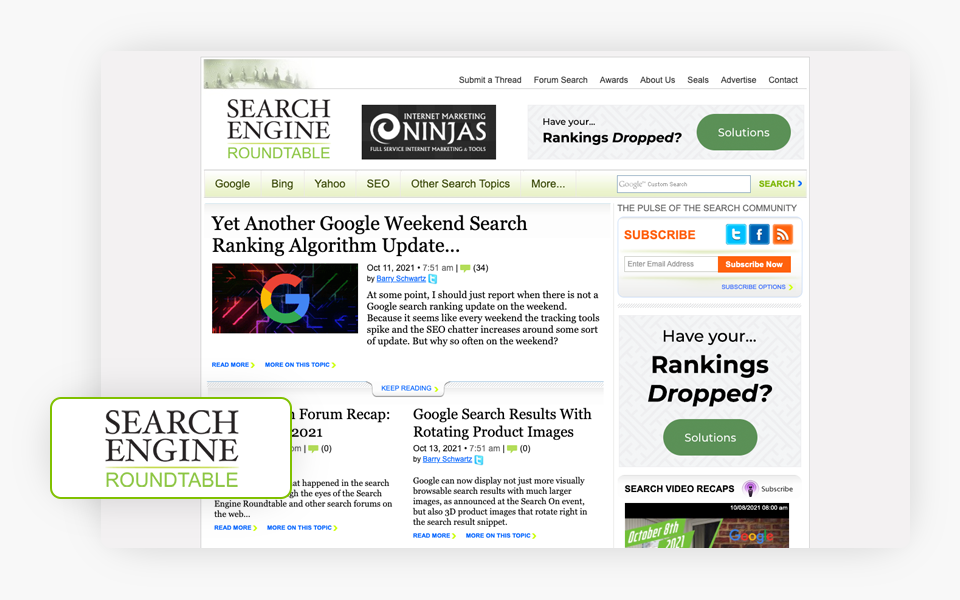 Search Engine Roundtable Homepage and Logo