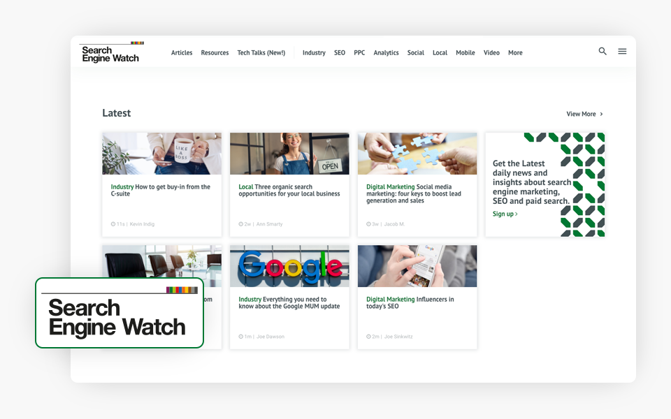 Search Engine Watch Homepage and Logo