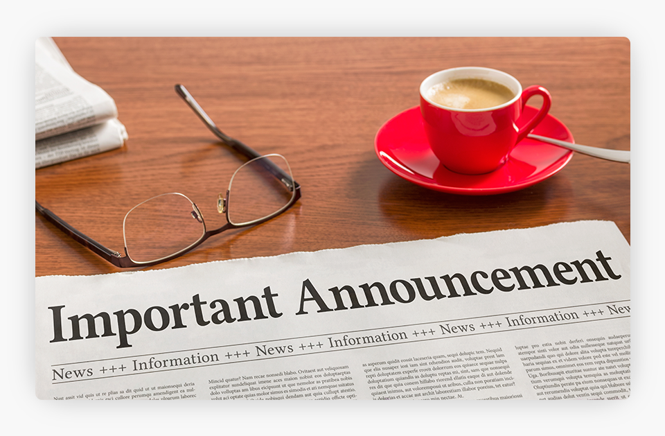 Important Announcement on Newspaper