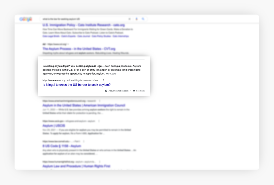 Featured Snippets Screen