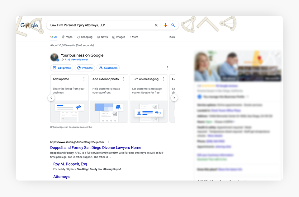 Google Business Profile on Search Results Page