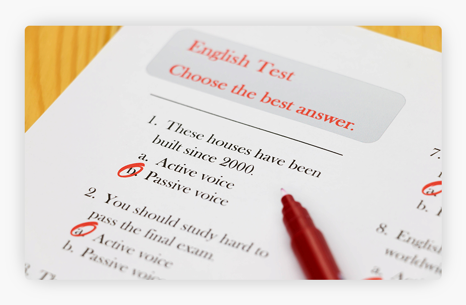 English Test with Passive Voice