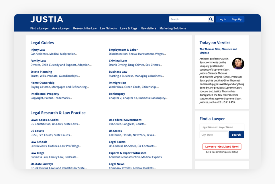 Justia.com Homepage