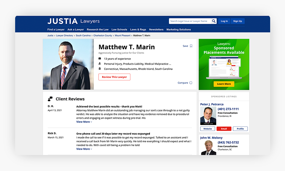 Matthew T. Marin JLD Profile
