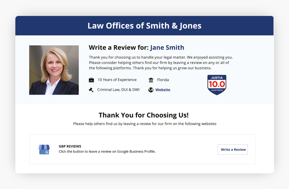 Write a Review for Jane Smith