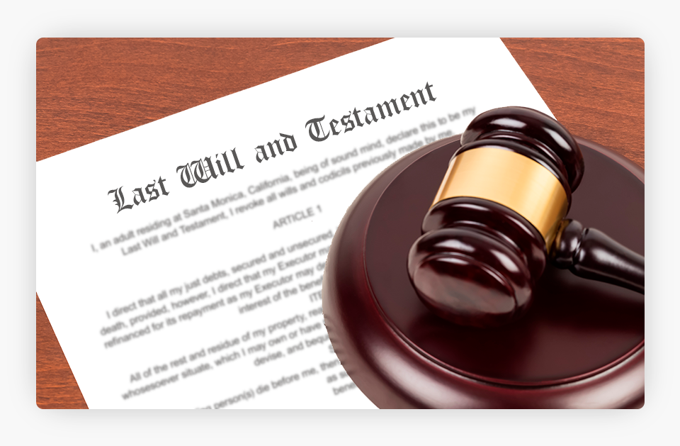 Last Will and Testament Document Next to a Judge Gavel