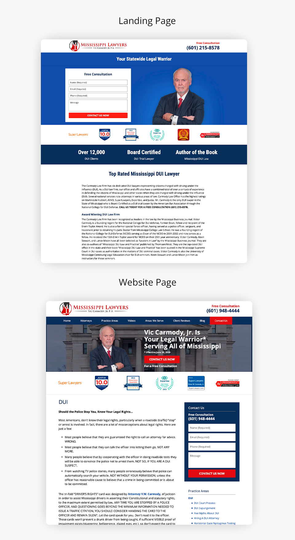 Landing Page vs Website Image