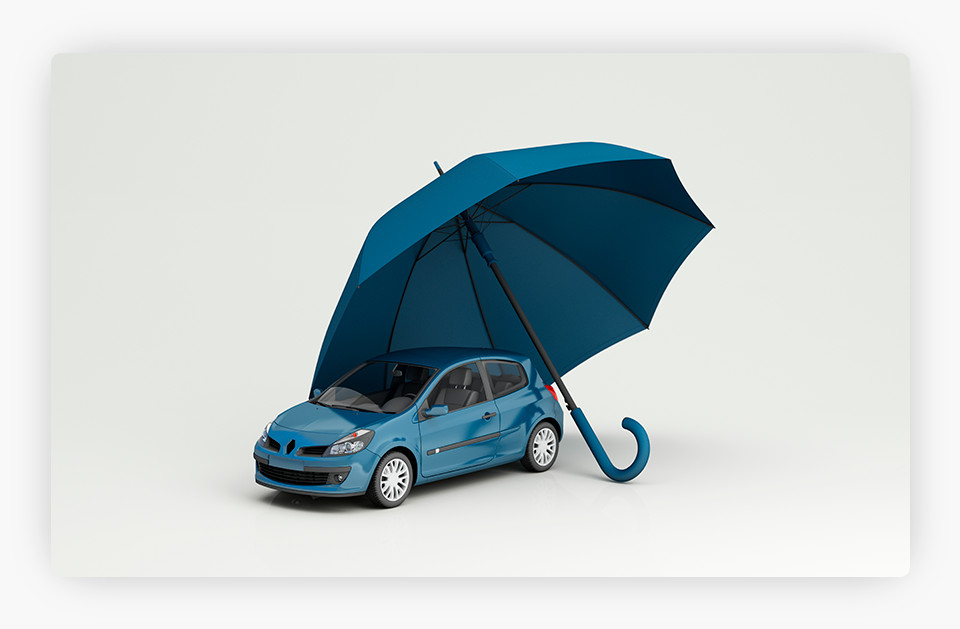 Car protected under an umbrella