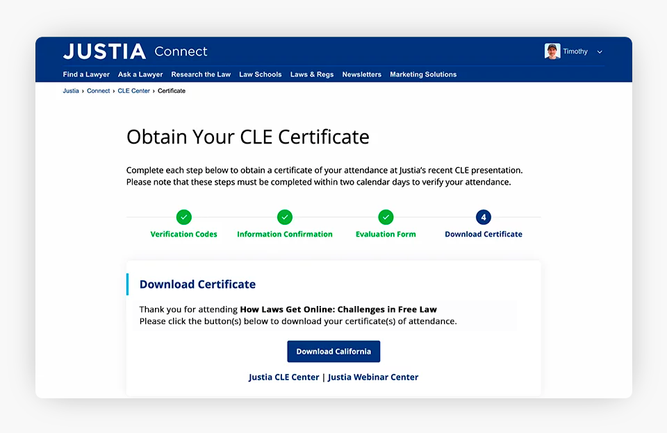 Obtain Your CLE Certificate Image
