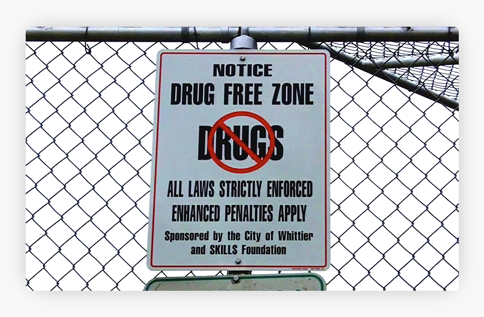 Drug free zone sign