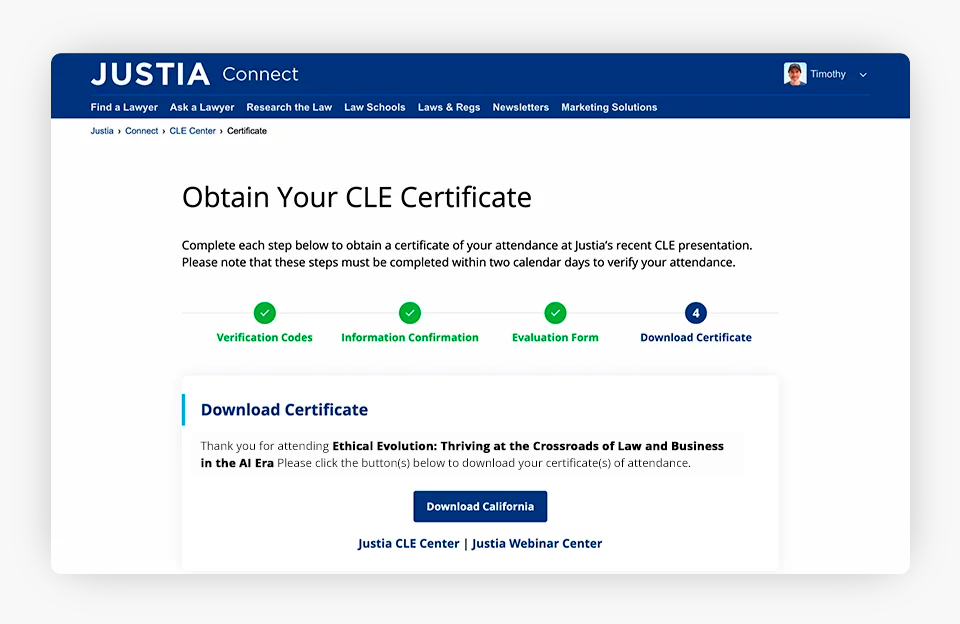 Obtain CLE Certificate Image