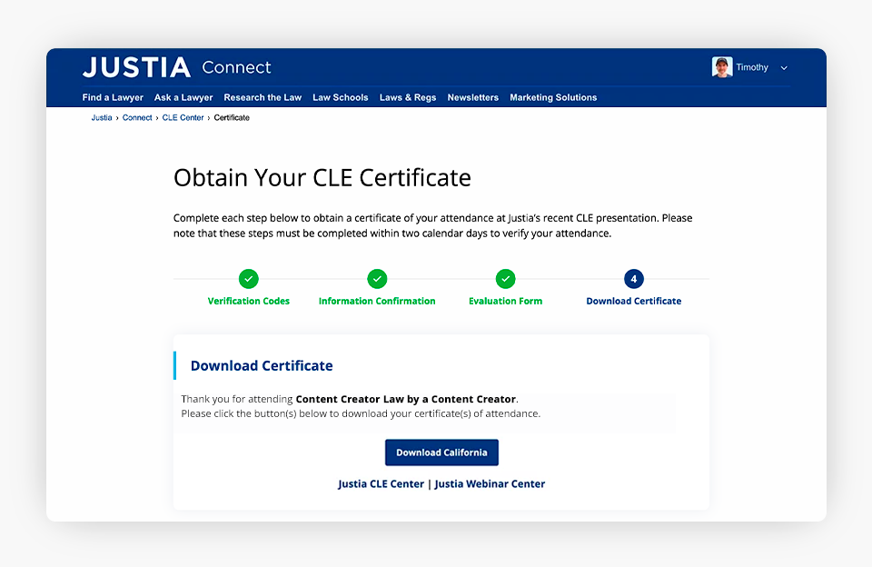 Obtain Your CLE Certificate