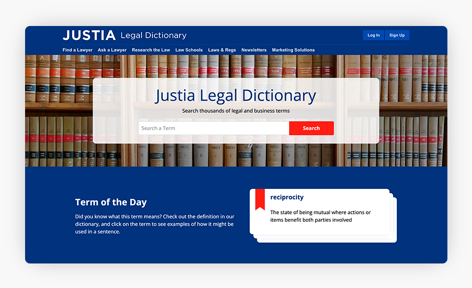 Justia Legal Dictionary Image