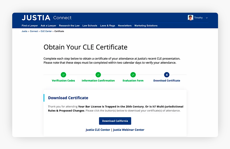 Obtain Your CLE Certificate