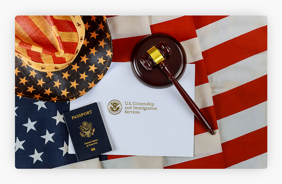 U. S. Flag, password, and U. S. Citizenship document