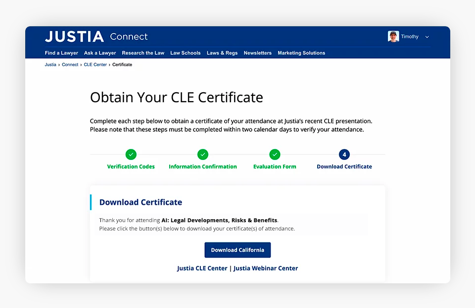 Obtain Your CLE Certificate