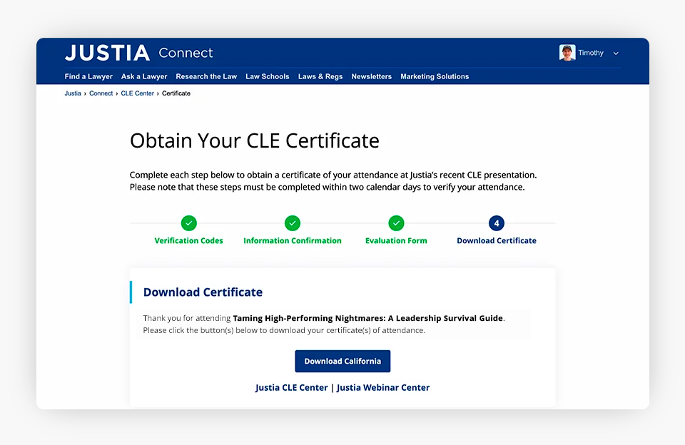 CLE Certificate