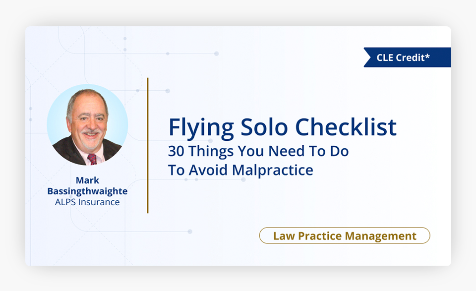 Flying Solo Checklist 30 Things You Need To Do To Avoid Malpractice Cover Image