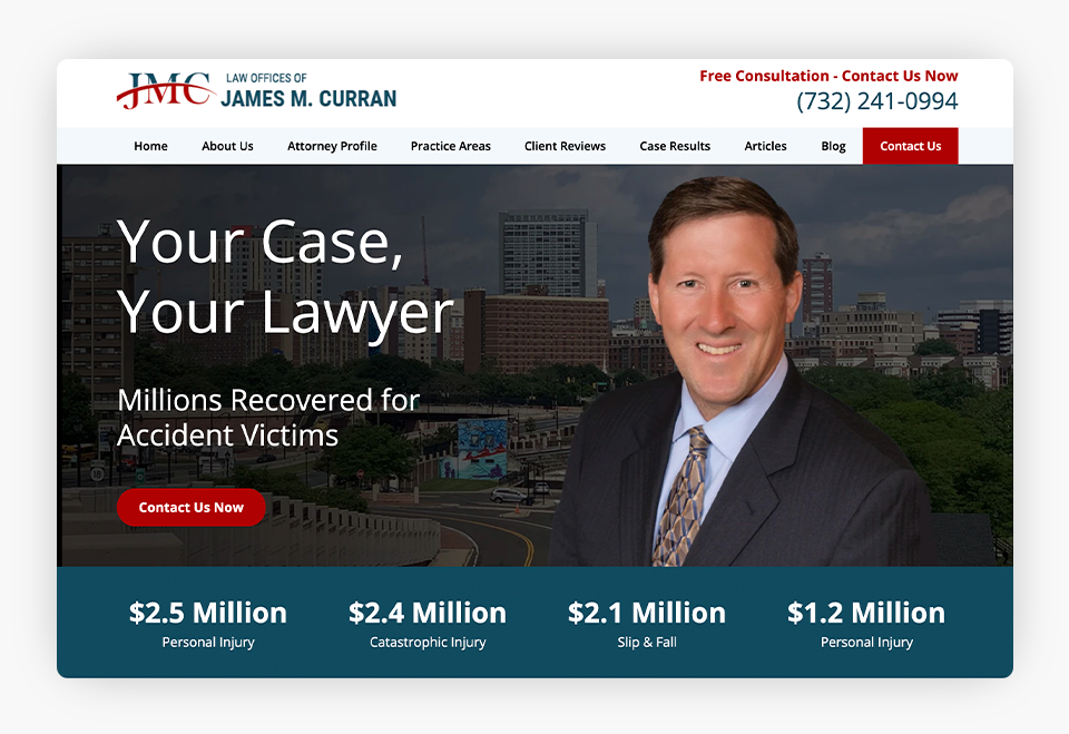 A law firm website with a professional design that reflects the law firm's visual identity