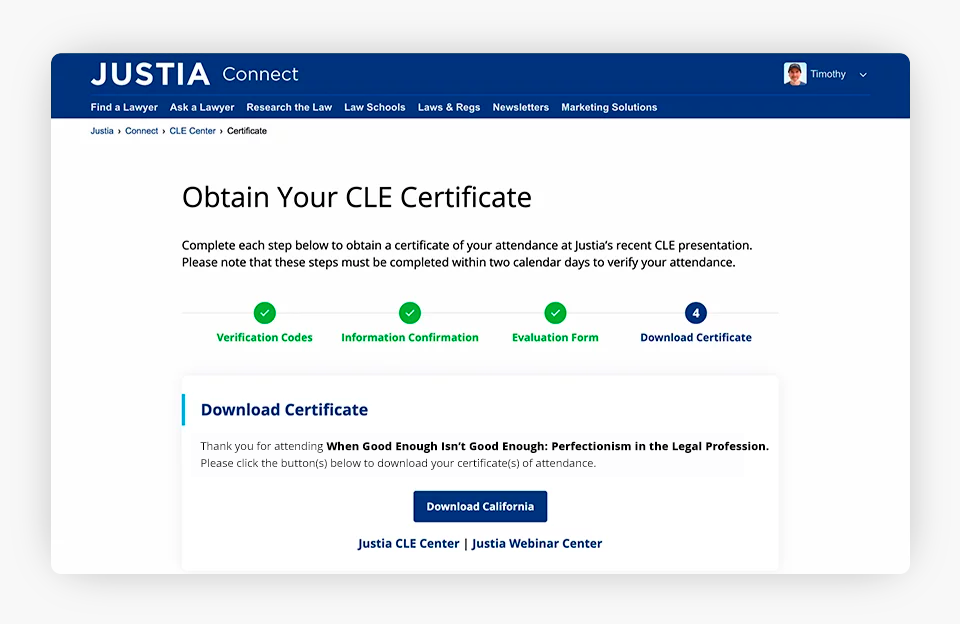 CLE Certificate Image