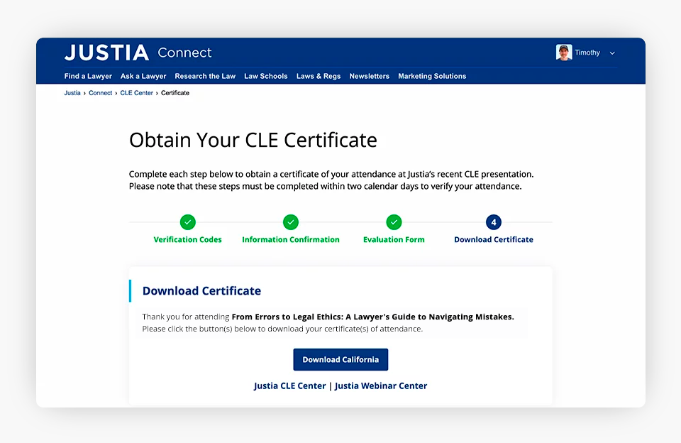 Obtain Your CLE Certificate