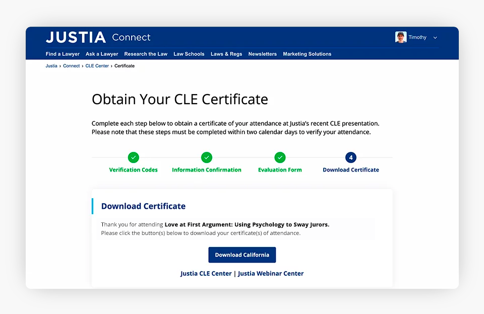 Obtain your CLE certificate image