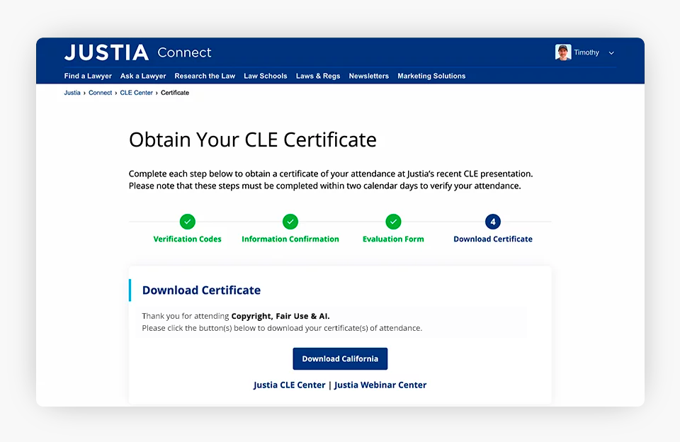 Obtain Your CLE Certificate