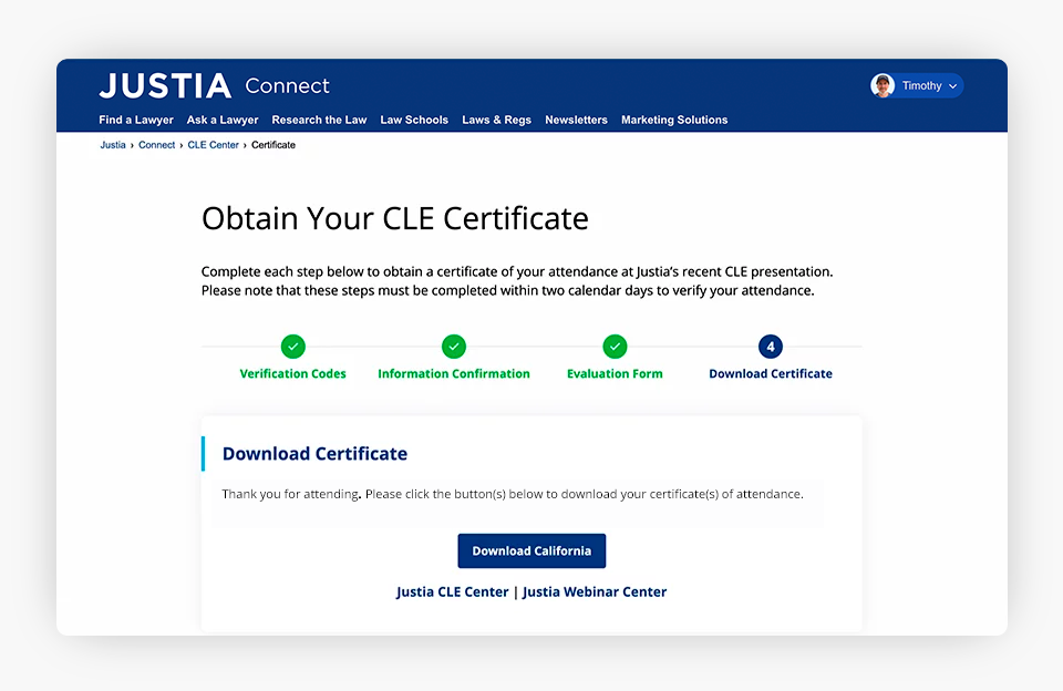 CLE certificate image.